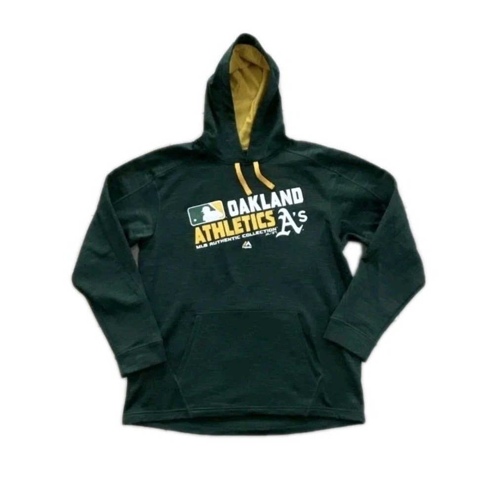 VINTAGE Oakland Athletics Majestic Thermabase Hoodie Sweatshirt Youth Sz‎ Large